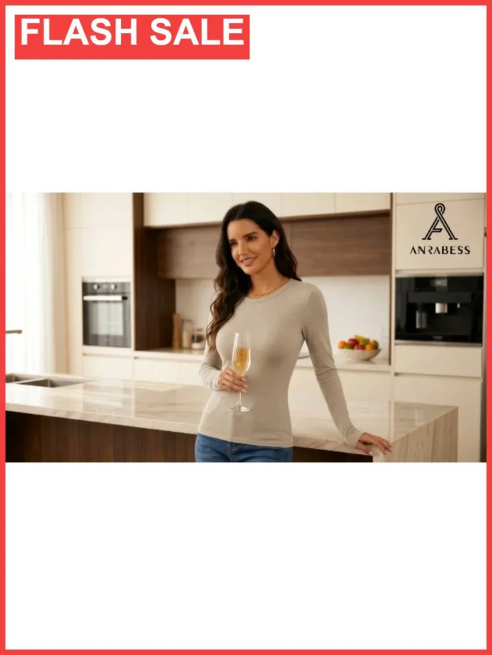 Wool Blend Long Sleeve Crew Neck Slim Fit Tee